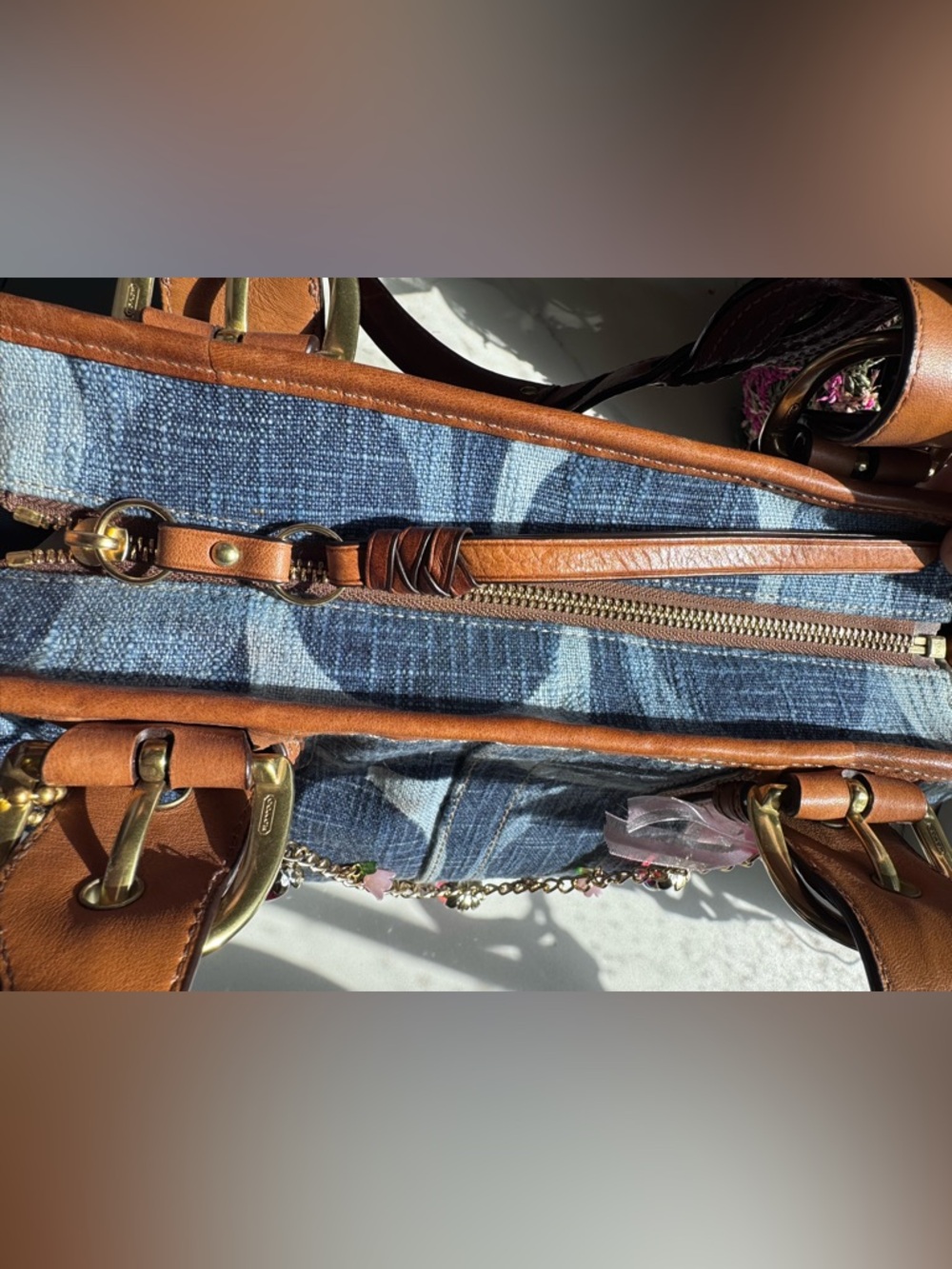 Coach Denim Vintage Bag with Brown Leather Trim & Braided Handles π #12195 - Picture 8 of 8